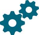 integration icon - two interlocking cogwheels