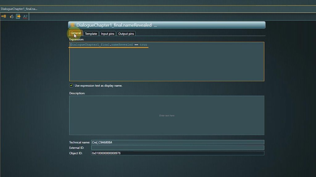 articy conflict search editor screenshot of the first conflict