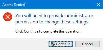 Windows access denied pop-up