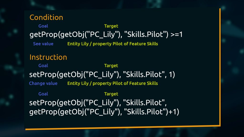 Target: We want to access the Pilot property of the Skill feature of the object Lily